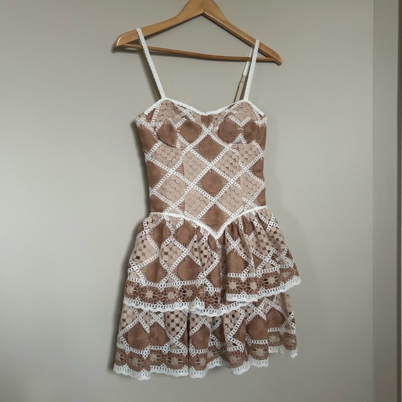 PatBO Bossa Crochet Mini Dress in Beige - Picture 5 of 12